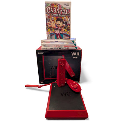 Wii Mini Red Bundle with 6 Games - Boxed