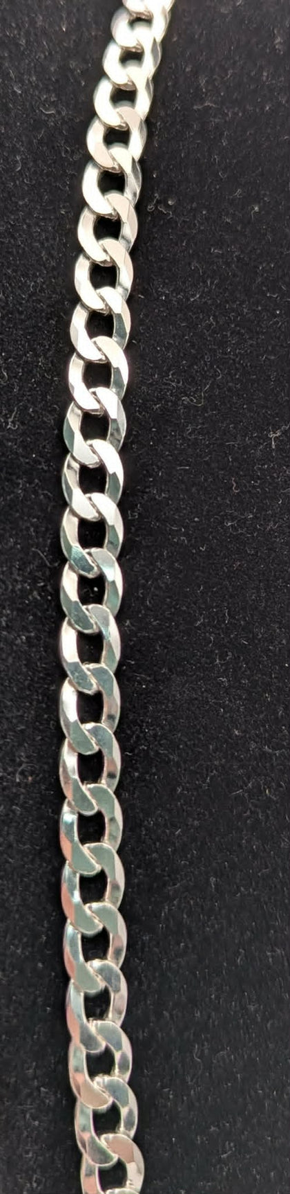 925 Silver Hallmarked, Curbed Chain W/ Lobster Clasp, 20
