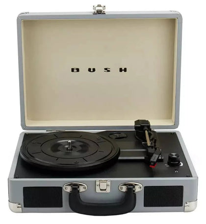 Bush Retro Turntable 3-speed Record Player Portable Kts-601 Grey Case Boxed
