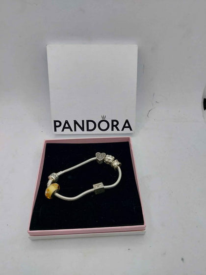 Pandora (ALE 925) Silver Charm Bracelet With An Assortment Of 5x Charms - Boxed