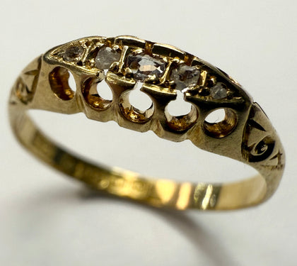 18ct yellow gold 5 stone diamond ring size L