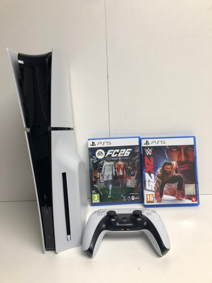 Sony PlayStation 5 Disc Slim with controller and 2 games