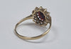 9CT GOLD GARNET RING WITH CZ STONES SIZE P