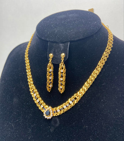 18ct Gold Necklace and Earrings Set, 29.8g