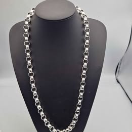 925 Sterling Silver Thick Belcher Chain Necklace - 28