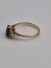9ct Yellow Gold Vintage Style Ring With A Marquise-Cut Dark Sapphire Stone - Size Q - 2.07 Grams