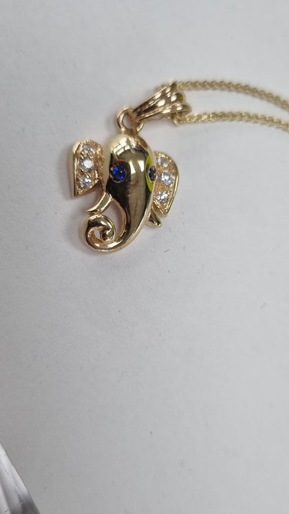 9ct gold necklace with elephant pendant