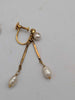 Art Deco Cultured Pearl Earrings 9ct Gold Antique Screw Back Drop Dangle Stamped