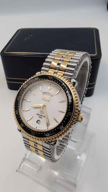 Vintage 1989 Seiko Quartz SQ Sports 150 Watch With Day/Date 5Y23-614C - Boxed In Outstanding Cond