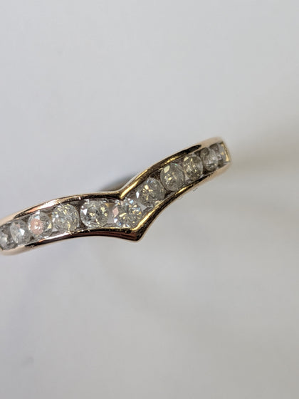 9ct Gold Diamond Wishbone Ring Size Q 1/2