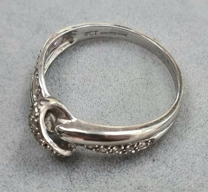 9ct White Gold Diamond Ring Size 