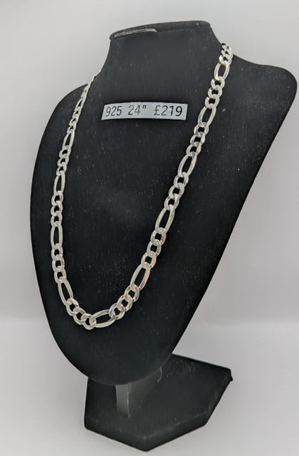 925 SILVER HALLMARKED, FIGARO CHAIN WITH LOBSTER CLAW LOCK, 24