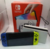 Nintendo Switch 64GB OLED Console - Boxed With Green & Purple Joycons, Docking Station & Cables
