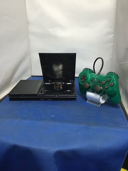 PlayStation 2 Black Console + Green Pad