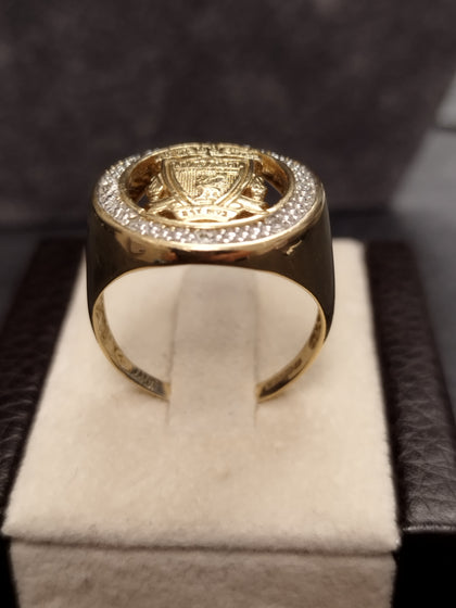 9ct Yellow Gold Replica LIVERPOOL FC SHEILD Ring  - Size W