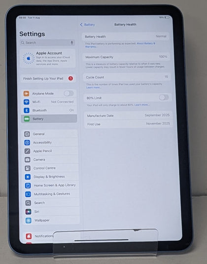 Apple iPad A16 128GB - Wi-Fi *100% Battery Health* * Cycle Count - 15*