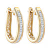 9ct Yellow Gold  Baguette Cut Diamond Hoop Earrings