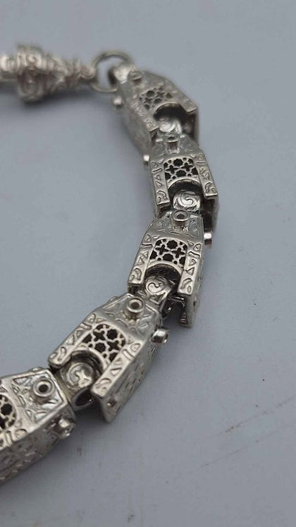 925 Sterling Silver Patterned Lego Bracelet - 9
