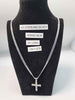 925 Sterling Silver Curb Chain Necklace With Diamontè Cross - 24" Long - 24.1 Grams *NEVER WORN*