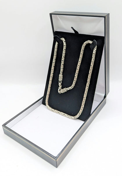 925 Hallmarked Silver, Byzantine Weave Necklace, 21