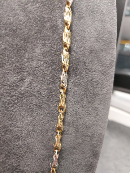 14ct Yellow & White Gold Nugget Link Chain - 24