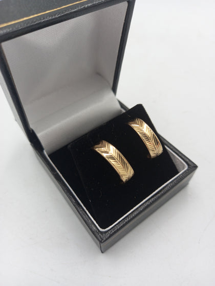 9CT Gold Pattern Earrings, Hallmarked 375 - 0.7Grams  - BOXED