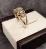 9ct Yellow Gold & Marquise Cut Lilac Stones Ring Size - M