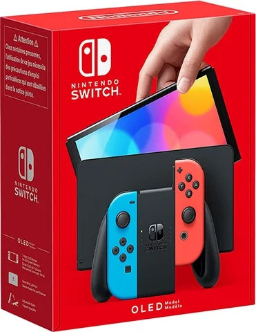 Switch Console, 64GB OLED + Neon Red/Blue Joy-Con + 1 Game
