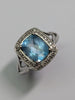 9ct White Gold Diamond & Aqua Blue stone Ring
