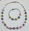 SWatch Bijoux Silver Tone Necklace + Bracelet In Multicolour Beads.
