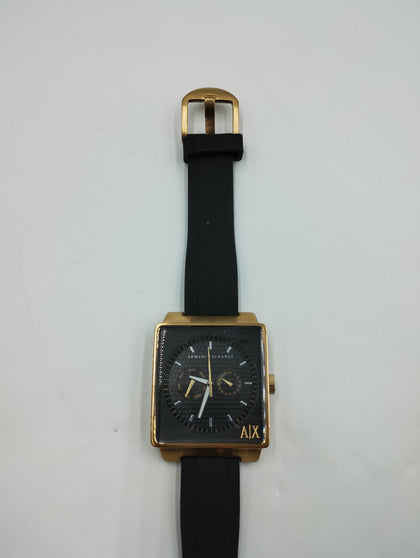 ARMANI EXCHANGE AX2008 GOLD AND BLACK SILLICONE STRAP