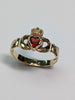 9CT GOLD CLADDER RING WITH RED HEART STONE PRESTON STORE