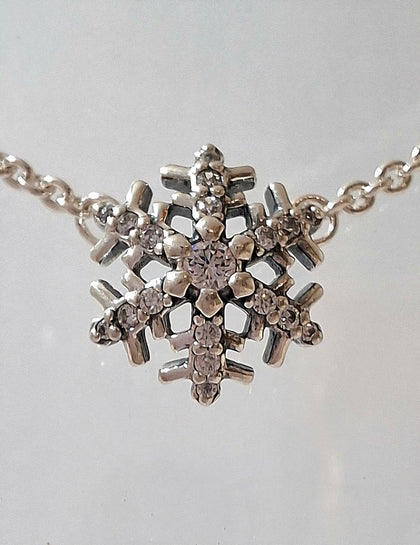 Pandora Sparkling Snowflake Pendant Necklace and Earring Set