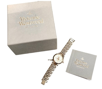 Vivienne Westwood Women's Kensington II Quartz Watch with Gold Dial Analogue Display and Gold Stainless Steel Bracelet**Boxed**