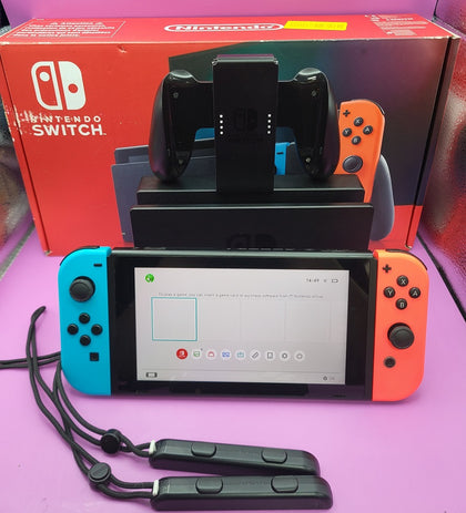 Switch Console, 32GB HAC-001-01 + Neon Red/Blue Joy-Con, Boxed With All Accessories