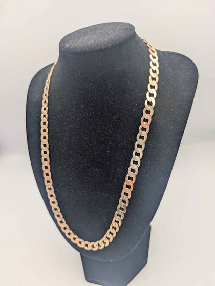 9ct Rose Gold Very Thick Curb Chain Necklace With Yellow Gold Clasp - 78.29 Grams - 26
