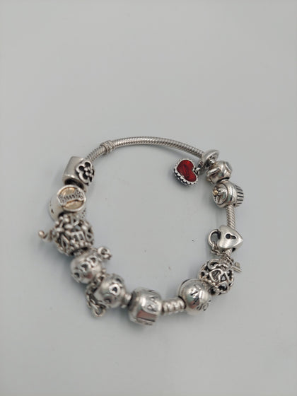 Pandora Bracelet With 10 Charms ( 925 ALE) With Pandora Box