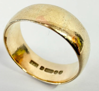9ct yellow gold wedding band ring size W 1/2