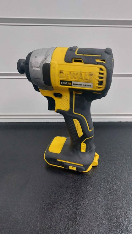 DeWALT DCF850N 18V Brushless powestack impact driver body only fairly worn ref pic unboced yelow
