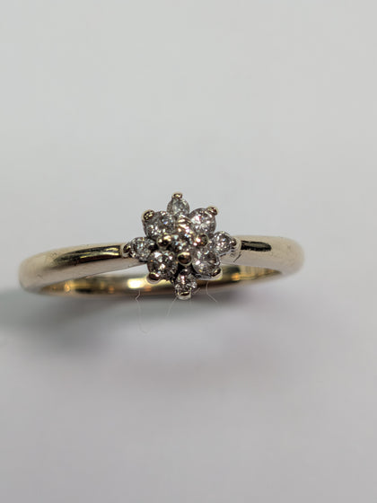 9ct Gold Diamond Floral Ring Size K