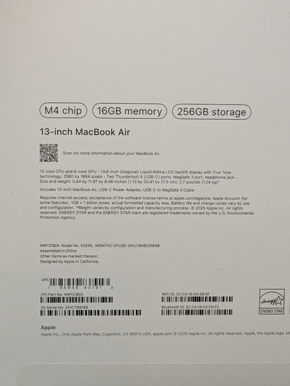 Apple MacBook Air (13inch, M4) - 16GB 256GB - Midnight boxed