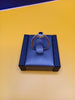 Silver Dark Blue Tear Drop Ring Size-P