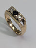 9CT GOLD DIAMOND & BLACK STONE RING PRESTON STORE