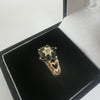 9K Gold Moissanite Black Flower Stone Ring, Love Heart Side Design, 375 Hallmarked, Size: J, 2.2Grams