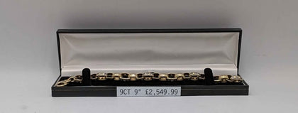 9ct Yellow Gold, Belcher W/ Stones Style Bracelet, 46.3g, Fully Hallmarked, 9