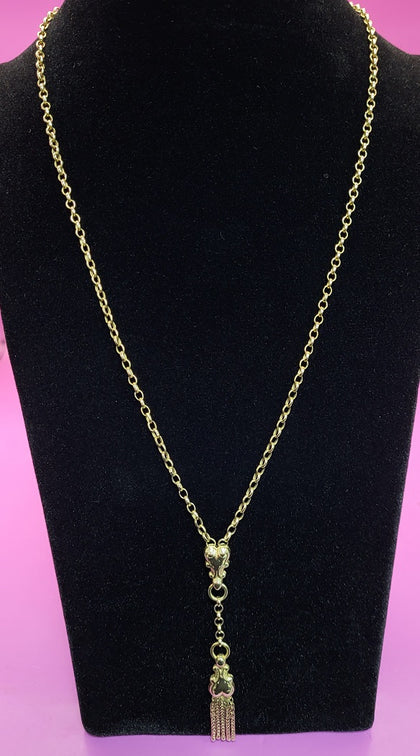 9ct yellow gold Loop Link chain With Tassel - 10.14G - 20 - 24