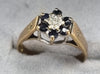 9ct Gold Ring Damaond and Dark Blue Stones Size K