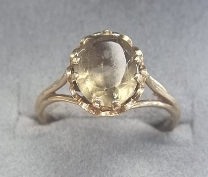 9ct gold smokey quartz ring