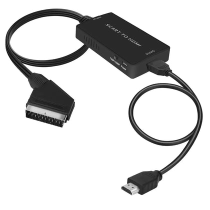 Scart To HDMI Converter with HDMI Cable Full HD 720P/1080P Switch Video Audio Black