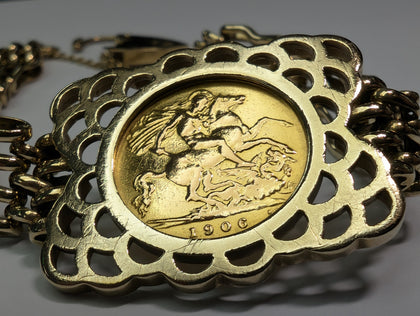 FULL SOVEREIGN BRACELET 1906  25.09G PRESTON STORE